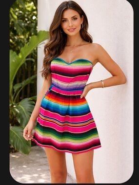 Judith March strapless fiesta Serape Dress pockets, Large sold at Anthropologie